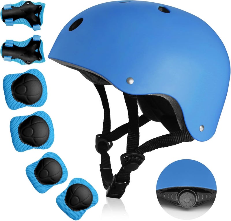 salepo Kids Bike Helmet, Toddler Helmet for Kids Ages 3-5-8, Skateboard Helmet with Knee Elbow Wrist Pads for Boys Girls, Adjustable Protective Gear Set for Skating Bicycling Roller - Image 1